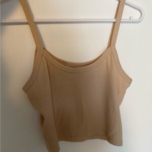 Beige Ribbed Tank Top